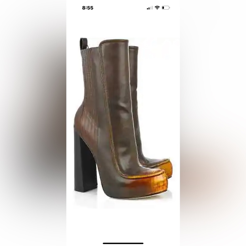 NIB Alexander Wang brown amber leather Addison boots size 39